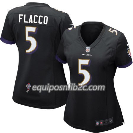Camiseta Mujer NFL Baltimore Ravens Joe Flacco 5 Nike Negro 